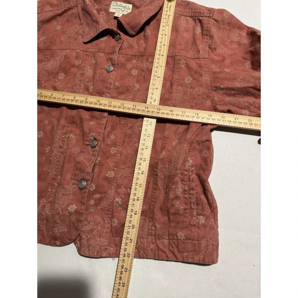 Cabela's Pink 100% Cotton, Floral AOP, Button Up Jacket,‎ Women's Large #1041